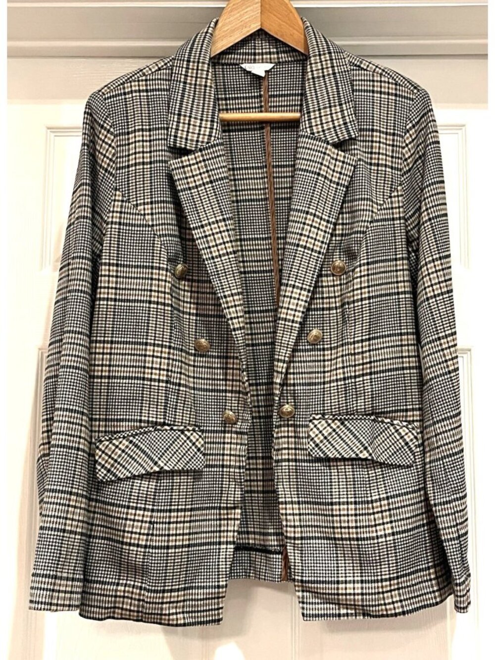 CATO Open Front Blazer Plaid Women's Large Academia Office Corporate Preppy